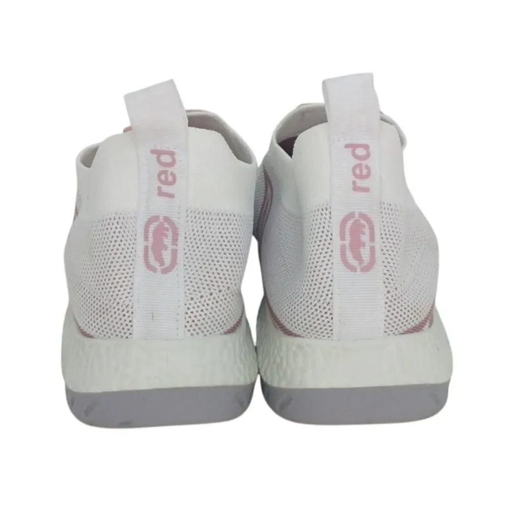 ECCO RED Womens White & Pink Athletic Knit Sneakers - Size: 8 1/2